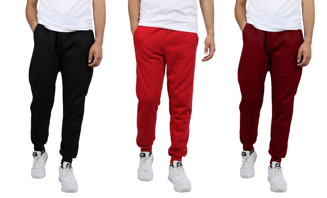 Galaxy by Harvic Men's Fleece-Lined Jogger Sweatpants 3 Pack